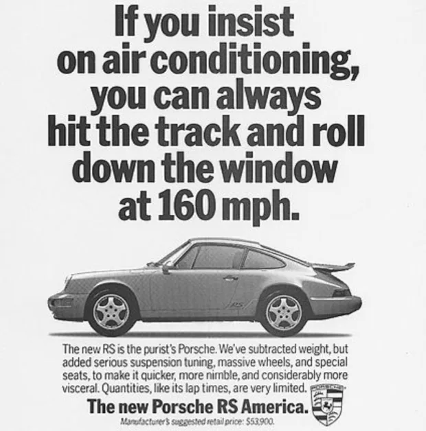 1993 Porsche 964 RS America 3.6 Brochure advertising print paper class=