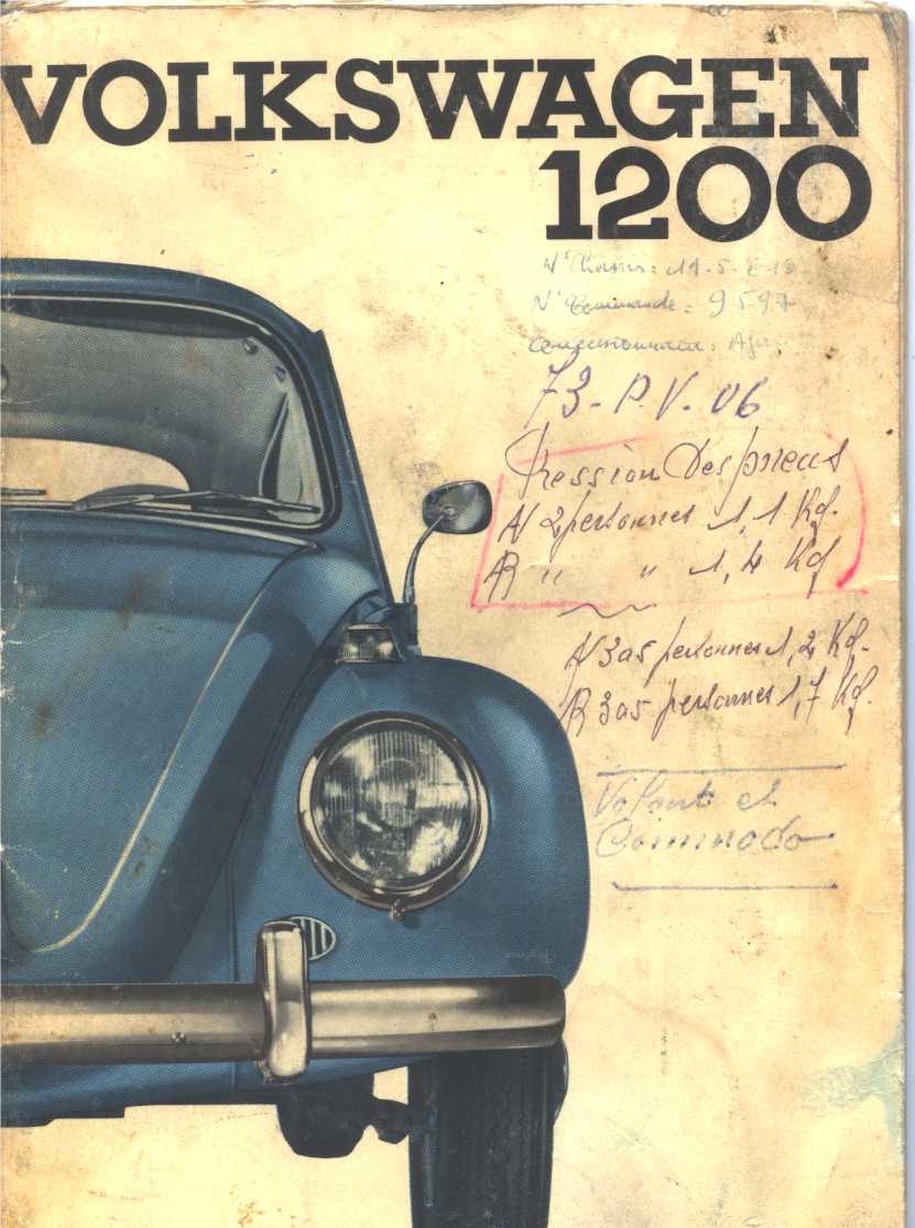 1965 VW Beetle owner manual page