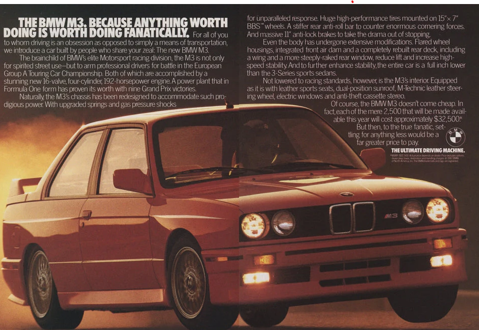 BMW M3 E30 advertising print paper
